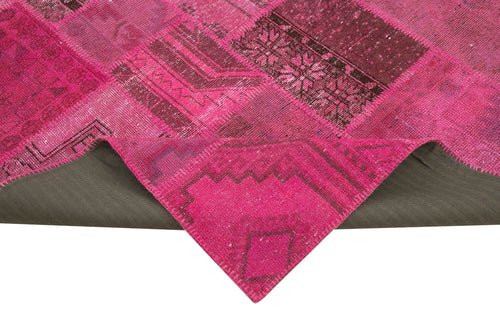 Kırk Yama Pembe Patchwork Pamuk Yün El Dokuma Halısı 207x299 Agacan