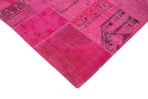 Kırk Yama Pembe Patchwork Pamuk Yün El Dokuma Halısı 203x302 Agacan