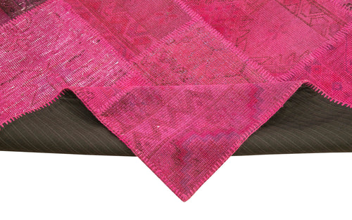 Kırk Yama Pembe Patchwork Pamuk Yün El Dokuma Halısı 203x302 Agacan