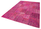 Kırk Yama Pembe Patchwork Pamuk Yün El Dokuma Halısı 206x302 Agacan