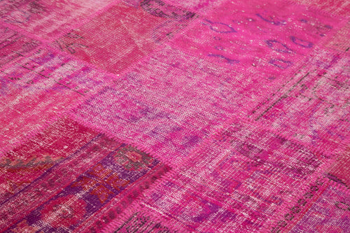 Kırk Yama Pembe Patchwork Pamuk Yün El Dokuma Halısı 206x302 Agacan