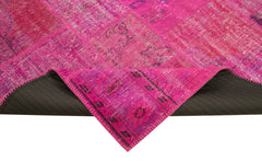 Kırk Yama Pembe Patchwork Pamuk Yün El Dokuma Halısı 206x302 Agacan