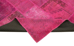 Kırk Yama Pembe Patchwork Pamuk Yün El Dokuma Halısı 206x305 Agacan
