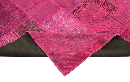 Kırk Yama Pembe Patchwork Pamuk Yün El Dokuma Halısı 206x305 Agacan