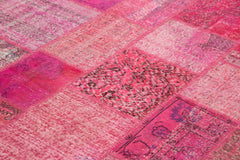 Kırk Yama Pembe Patchwork Pamuk Yün El Dokuma Halısı 205x300 Agacan