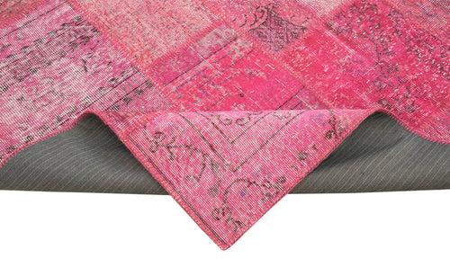 Kırk Yama Pembe Patchwork Pamuk Yün El Dokuma Halısı 205x300 Agacan