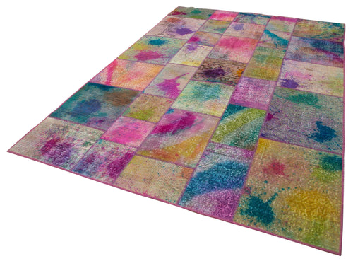 Kırk Yama Gri Patchwork Pamuk Yün El Dokuma Halısı 198x300 Agacan