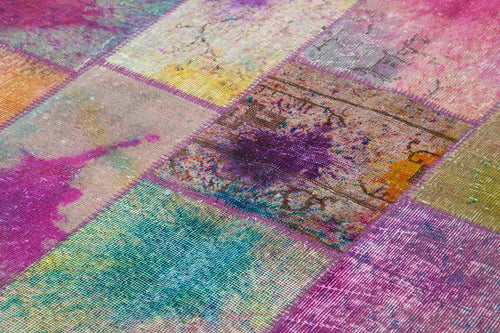 Kırk Yama Gri Patchwork Pamuk Yün El Dokuma Halısı 198x300 Agacan