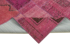 Kırk Yama Pembe Patchwork Pamuk Yün El Dokuma Halısı 196x299 Agacan