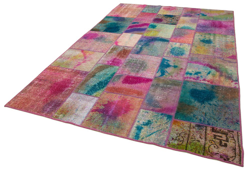Kırk Yama Gri Patchwork Pamuk Yün El Dokuma Halısı 198x299 Agacan