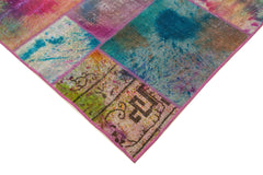 Kırk Yama Gri Patchwork Pamuk Yün El Dokuma Halısı 198x299 Agacan