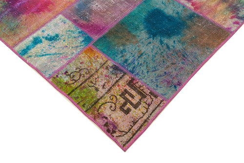 Kırk Yama Gri Patchwork Pamuk Yün El Dokuma Halısı 198x299 Agacan
