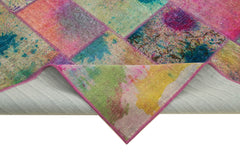 Kırk Yama Gri Patchwork Pamuk Yün El Dokuma Halısı 198x299 Agacan