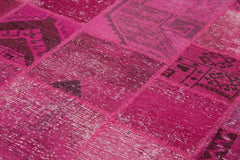 Kırk Yama Pembe Patchwork Pamuk Yün El Dokuma Halısı 200x306 Agacan