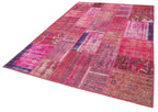 Kırk Yama Pembe Patchwork Pamuk Yün El Dokuma Halısı 198x294 Agacan