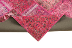 Kırk Yama Pembe Patchwork Pamuk Yün El Dokuma Halısı 198x294 Agacan