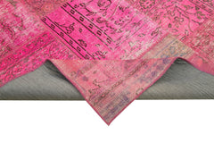 Kırk Yama Pembe Patchwork Pamuk Yün El Dokuma Halısı 208x314 Agacan