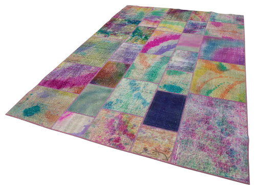 Kırk Yama Gri Patchwork Pamuk Yün El Dokuma Halısı 196x300 Agacan