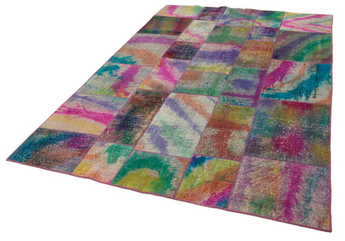 Kırk Yama Gri Patchwork Pamuk Yün El Dokuma Halısı 196x300 Agacan