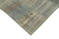 Kırk Yama Gri Patchwork Pamuk Yün El Dokuma Halısı 196x301 Agacan