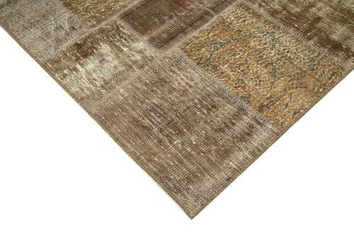 Kırk Yama Kahverengi Patchwork Pamuk Yün El Dokuma Halısı 197x300 Agacan
