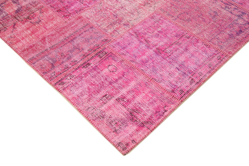 Kırk Yama Pembe Patchwork Pamuk Yün El Dokuma Halısı 207x301 Agacan