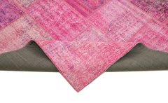 Kırk Yama Pembe Patchwork Pamuk Yün El Dokuma Halısı 207x301 Agacan