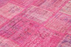 Kırk Yama Pembe Patchwork Pamuk Yün El Dokuma Halısı 205x302 Agacan