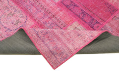 Kırk Yama Pembe Patchwork Pamuk Yün El Dokuma Halısı 207x304 Agacan