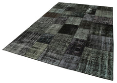Kırk Yama Siyah Patchwork Pamuk Yün El Dokuma Halısı 198x300 Agacan
