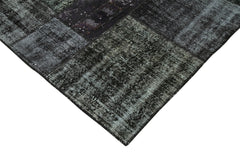 Kırk Yama Siyah Patchwork Pamuk Yün El Dokuma Halısı 198x300 Agacan