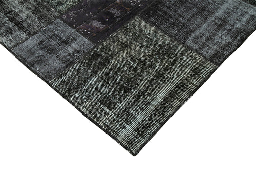 Kırk Yama Siyah Patchwork Pamuk Yün El Dokuma Halısı 198x300 Agacan