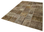 Kırk Yama Kahverengi Patchwork Pamuk Yün El Dokuma Halısı 197x300 Agacan