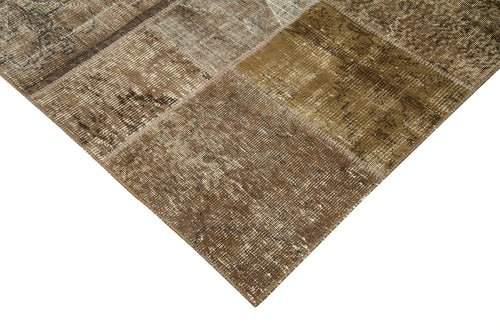 Kırk Yama Kahverengi Patchwork Pamuk Yün El Dokuma Halısı 197x300 Agacan