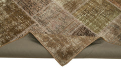 Kırk Yama Kahverengi Patchwork Pamuk Yün El Dokuma Halısı 197x300 Agacan
