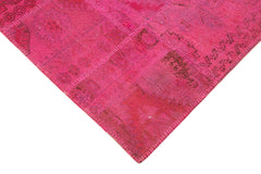 Kırk Yama Pembe Patchwork Pamuk Yün El Dokuma Halısı 149x202 Agacan