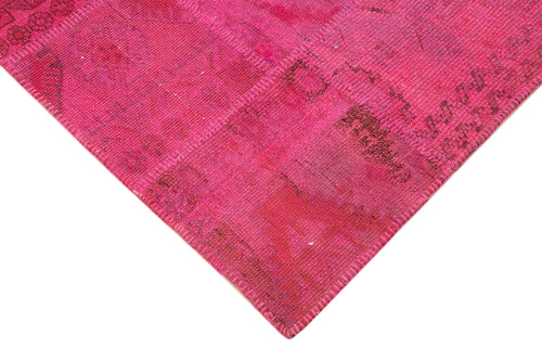 Kırk Yama Pembe Patchwork Pamuk Yün El Dokuma Halısı 149x202 Agacan