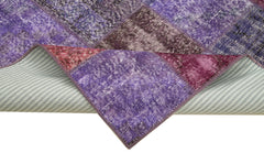 Kırk Yama Mor Patchwork Pamuk Yün El Dokuma Halısı 143x201 Agacan