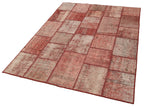 Kırk Yama Kırmızı Patchwork Pamuk Yün El Dokuma Halısı 142x195 Agacan