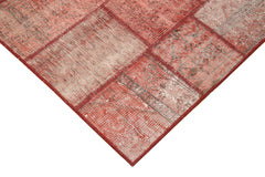Kırk Yama Kırmızı Patchwork Pamuk Yün El Dokuma Halısı 142x195 Agacan