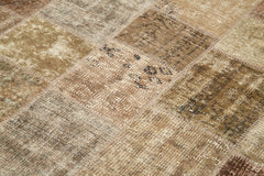 Kırk Yama Kahverengi Patchwork Pamuk Yün El Dokuma Halısı 144x205 Agacan