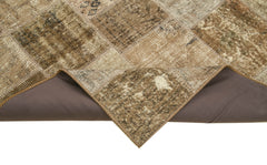 Kırk Yama Kahverengi Patchwork Pamuk Yün El Dokuma Halısı 144x205 Agacan
