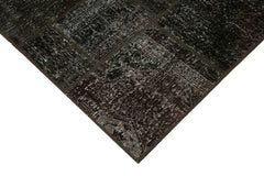Kırk Yama Siyah Patchwork Pamuk Yün El Dokuma Halısı 137x200 Agacan