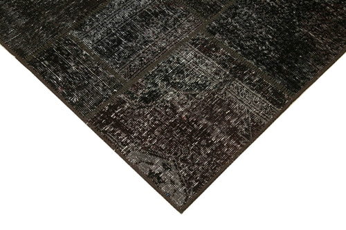 Kırk Yama Siyah Patchwork Pamuk Yün El Dokuma Halısı 137x200 Agacan
