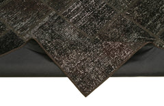 Kırk Yama Siyah Patchwork Pamuk Yün El Dokuma Halısı 137x200 Agacan