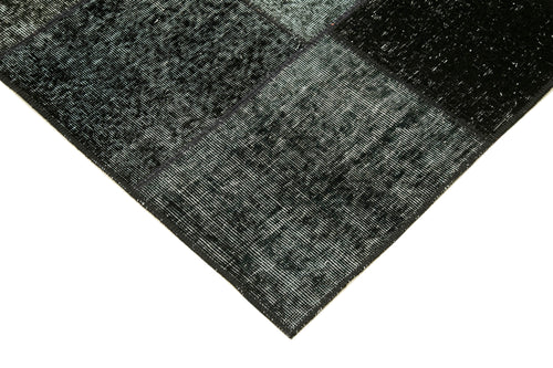Kırk Yama Siyah Patchwork Pamuk Yün El Dokuma Halısı 144x202 Agacan