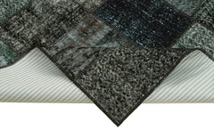Kırk Yama Siyah Patchwork Pamuk Yün El Dokuma Halısı 144x202 Agacan