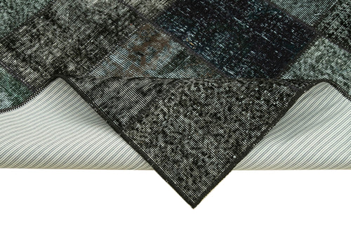 Kırk Yama Siyah Patchwork Pamuk Yün El Dokuma Halısı 144x202 Agacan