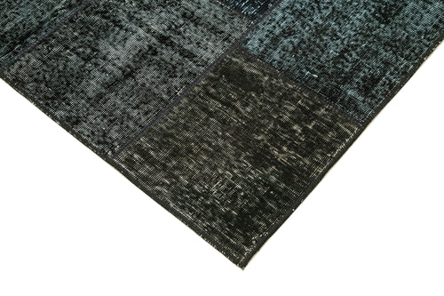 Kırk Yama Siyah Patchwork Pamuk Yün El Dokuma Halısı 145x201 Agacan