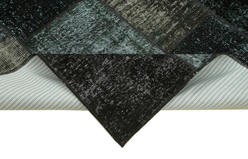 Kırk Yama Siyah Patchwork Pamuk Yün El Dokuma Halısı 145x201 Agacan
